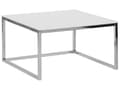 Miniatyrbilde 4 av 10: Sofabord Sett med 2 Hvite Sølv Glass Bordplater Metallben Polert Minimalistisk Kvadratisk Moderne