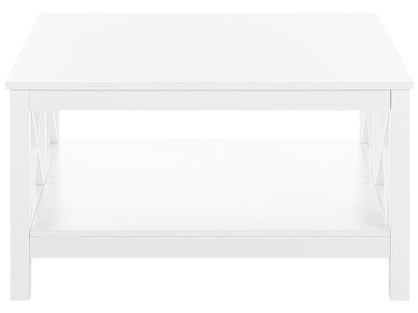 Sofabord Hvit MDF 80 x 80 cm Ekstra hylle Hamptons-stil Salongbord Stue