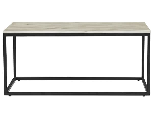 Sofabord Beige Svart Metall 100 x 60 cm Marmoreffekt Glamorøs stil Moderne Innredning Stue
