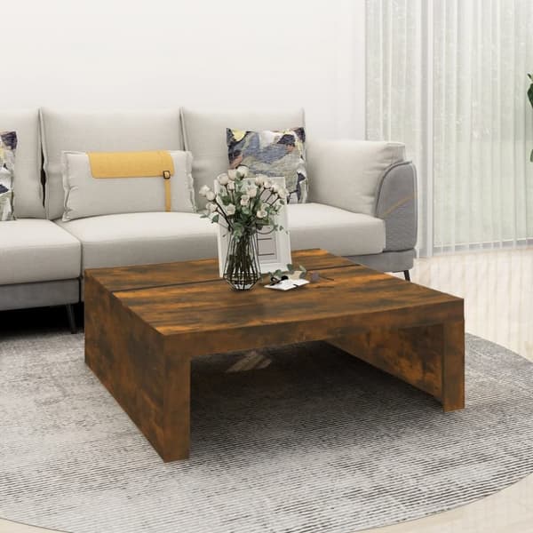 vidaXL sofabord 100x100x35 cm konstrueret træ røget egetræsfarve