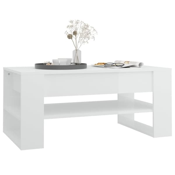 vidaXL sofabord 102x55x45 cm konstrueret træ hvid højglans
