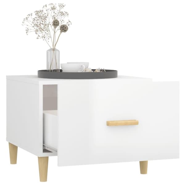 vidaXL sofaborde 2 stk. 50x50x40 cm konstrueret træ hvid højglans