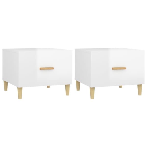 vidaXL sofaborde 2 stk. 50x50x40 cm konstrueret træ hvid højglans
