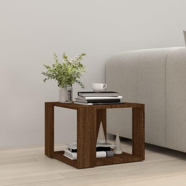 vidaXL sofabord 40x40x30 cm konstrueret træ brun egetræsfarve