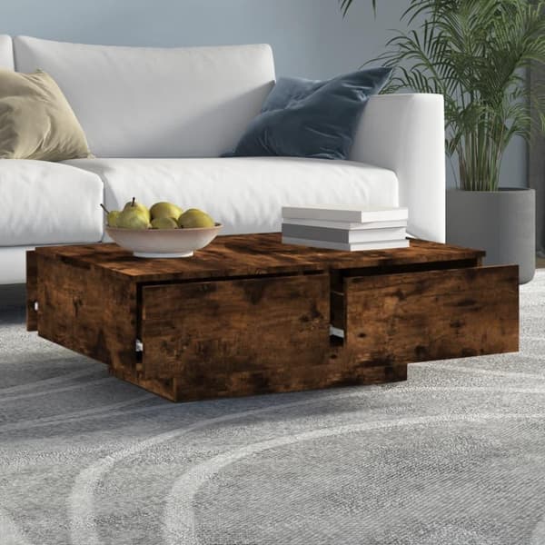vidaXL sofabord 90x60x31 cm konstrueret træ røget egetræsfarve
