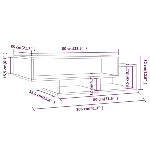 vidaXL sofabord 105x55x32 cm konstrueret træ brun egetræsfarve