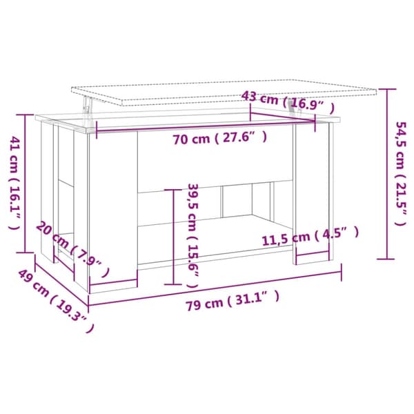 vidaXL sofabord 79x49x41 cm konstrueret træ grå sonoma-eg