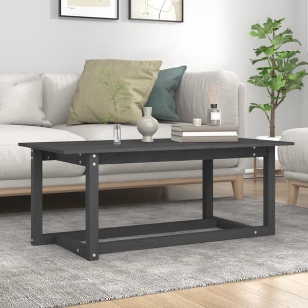 vidaXL sofabord 110x55x45 cm massivt fyrretræ grå