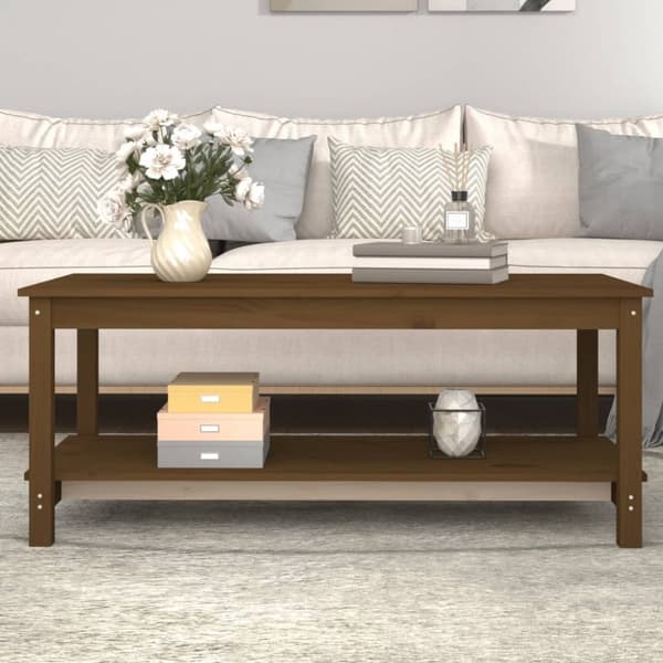 vidaXL Sohvapöytä hunajanruskea 110x55x45 cm täysi mänty