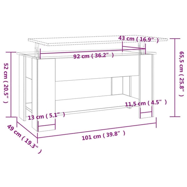 vidaXL Soffbord vit 101x49x52 cm konstruerat trä
