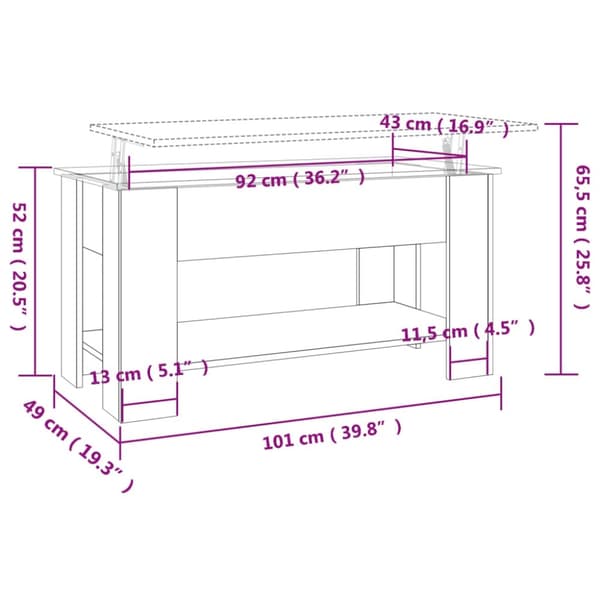 vidaXL Salongbord sonoma eik 101x49x52 cm konstruert tre