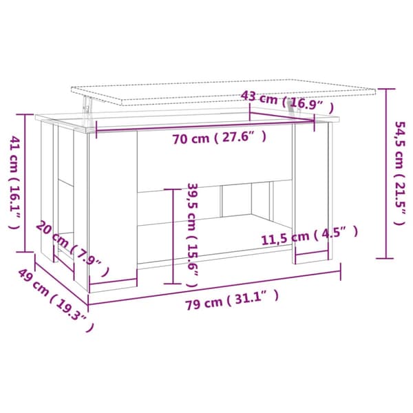vidaXL Salongbord svart 79x49x41 cm konstruert tre