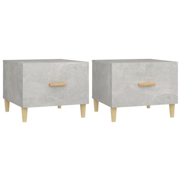 vidaXL Salongbord 2 stk betonggrå 50x50x40 cm konstruert tre