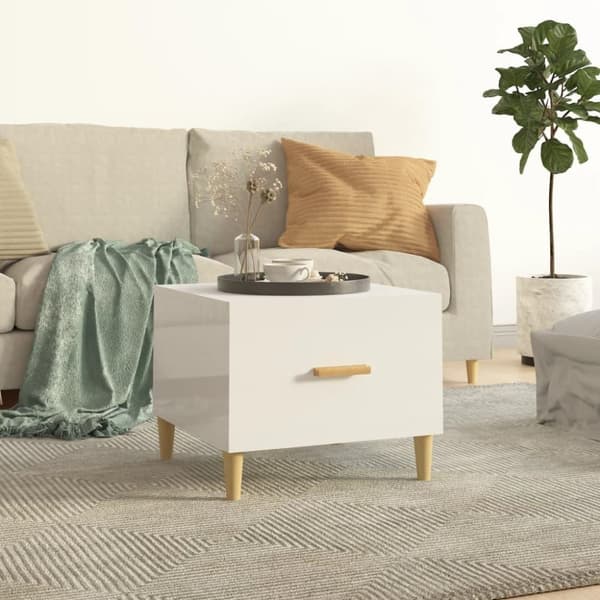 vidaXL Soffbord vit högglans 50x50x40 cm konstruerat trä