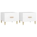 Miniatyrbilde 1 av 11: vidaXL Salongbord 2 stk hvit 50x50x40 cm konstruert tre