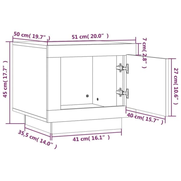vidaXL Soffbord brun ek 51x50x45 cm konstruerat trä
