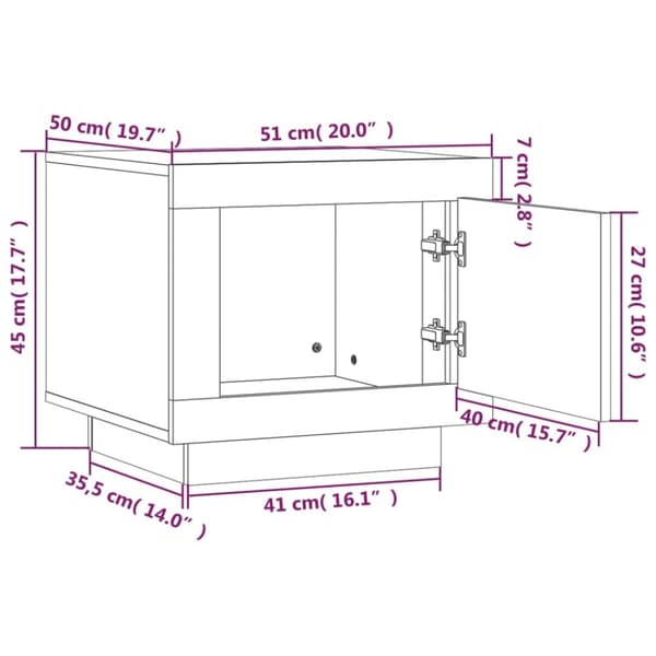 vidaXL Soffbord rökfärgad ek 51x50x45 cm konstruerat trä