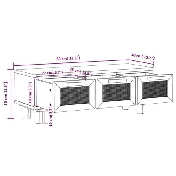 vidaXL Sidebord brun 80x40x30 cm konstruert tre og heltre furu