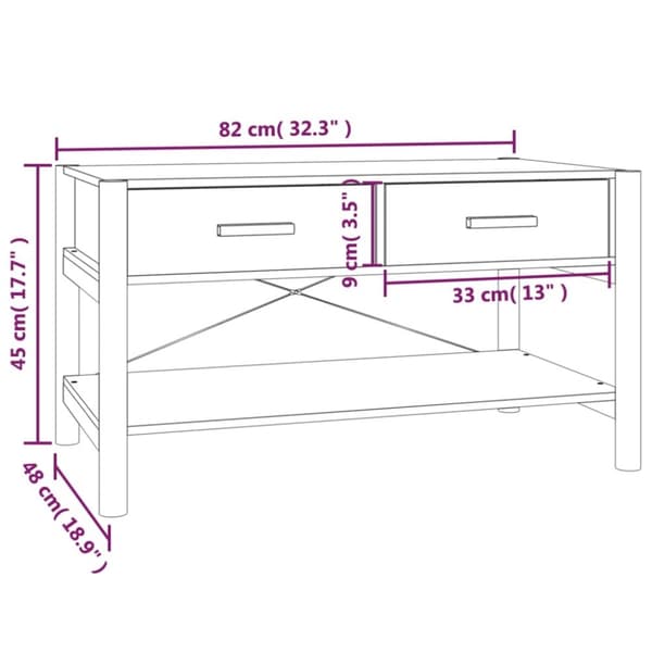 vidaXL Soffbord svart 82x48x45 cm konstruerat trä