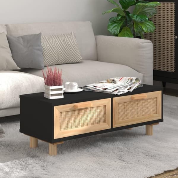vidaXL sofabord 80x40x30 cm konstrueret træ og massivt fyrretræ sort