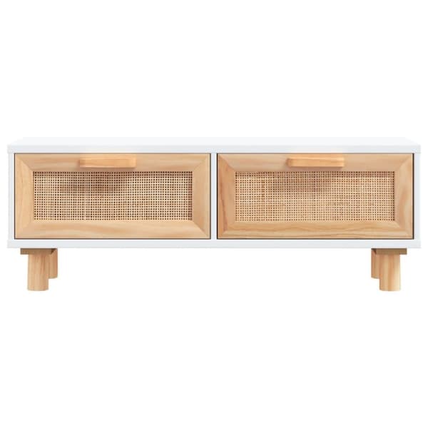 vidaXL Sohvapöytä valkoinen 80x40x30 cm tekninen puu ja täysi mänty