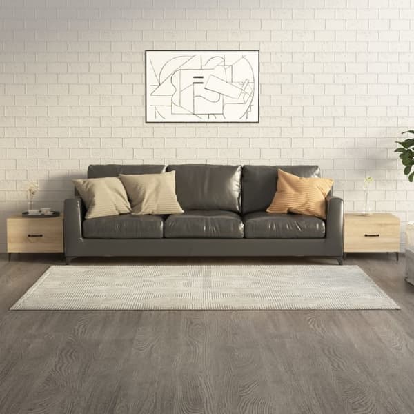 vidaXL Sohvapöytä metallijaloilla 2 kpl Sonoma-tammi 50x50x40 cm