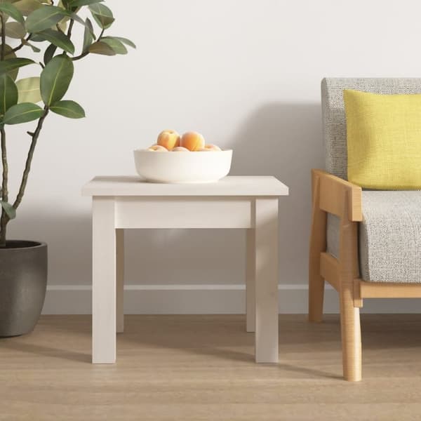 vidaXL sofabord 35x35x30 cm massivt fyrretræ hvid