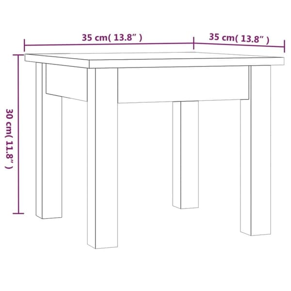 vidaXL sofabord 35x35x30 cm massivt fyrretræ hvid