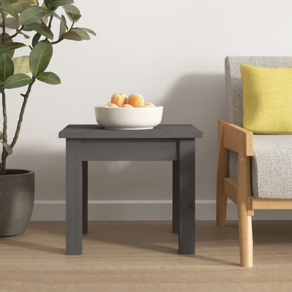 vidaXL sofabord 35x35x30 cm massivt fyrretræ grå