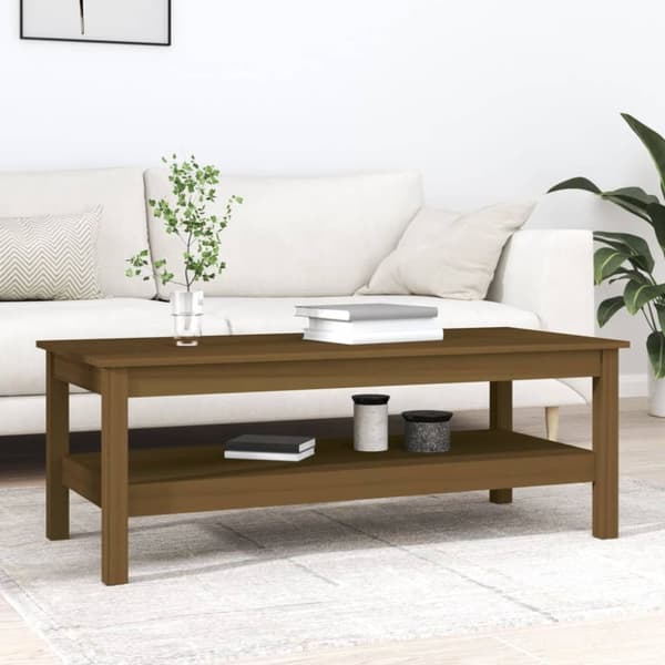 vidaXL sofabord 110x50x40 cm massivt fyrretræ gyldenbrun
