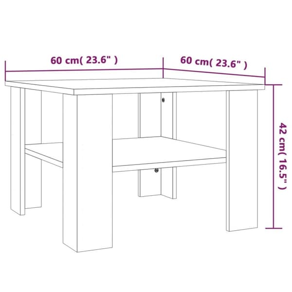 vidaXL Soffbord rökfärgad ek 60x60x42 cm konstruerat trä