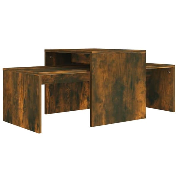 vidaXL sofaborde 3 dele 100x48x40 cm konstrueret træ røget egetræ