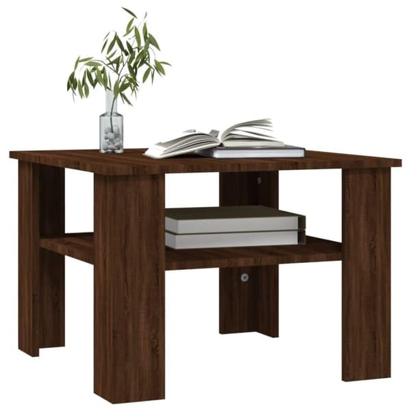 vidaXL sofabord 60x60x42 cm konstrueret træ brun egetræsfarve