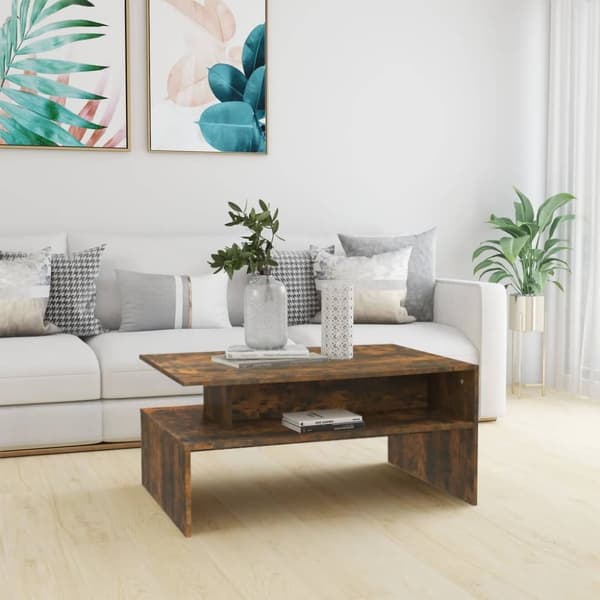 vidaXL sofabord 90x60x42,5 cm konstrueret træ røget egetræsfarve