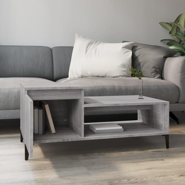 vidaXL Salongbord grå sonoma 100x50x45 cm konstruert tre