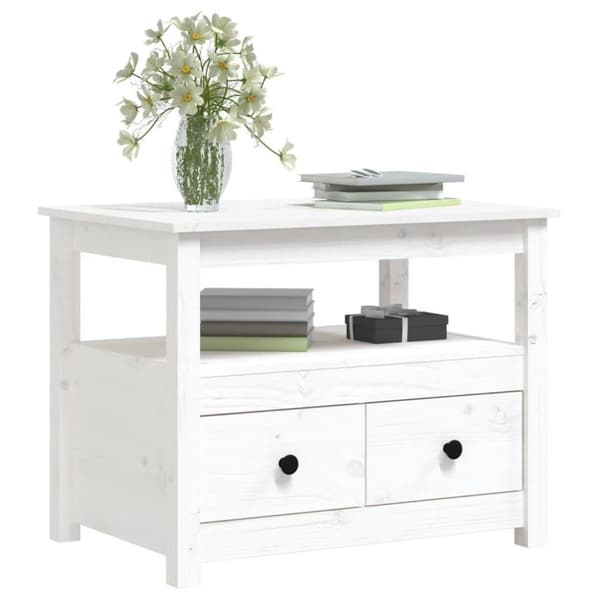 vidaXL sofabord 71x49x55 cm massivt fyrretræ hvid