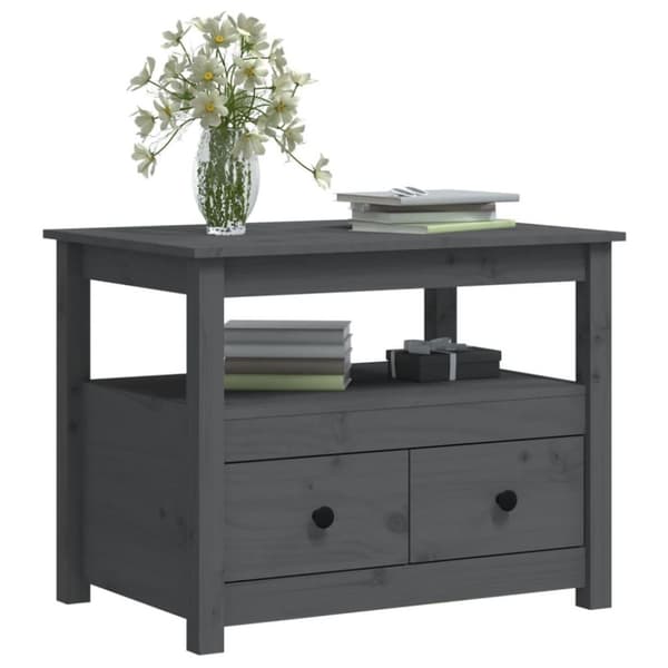 vidaXL sofabord 71x49x55 cm massivt fyrretræ grå
