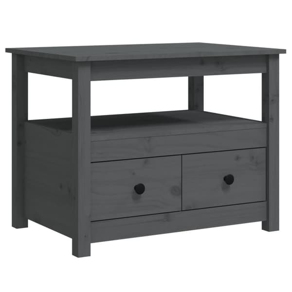 vidaXL sofabord 71x49x55 cm massivt fyrretræ grå