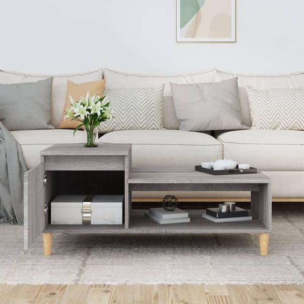 vidaXL Sohvapöytä harmaa Sonoma 100x50x45 cm tekninen puu