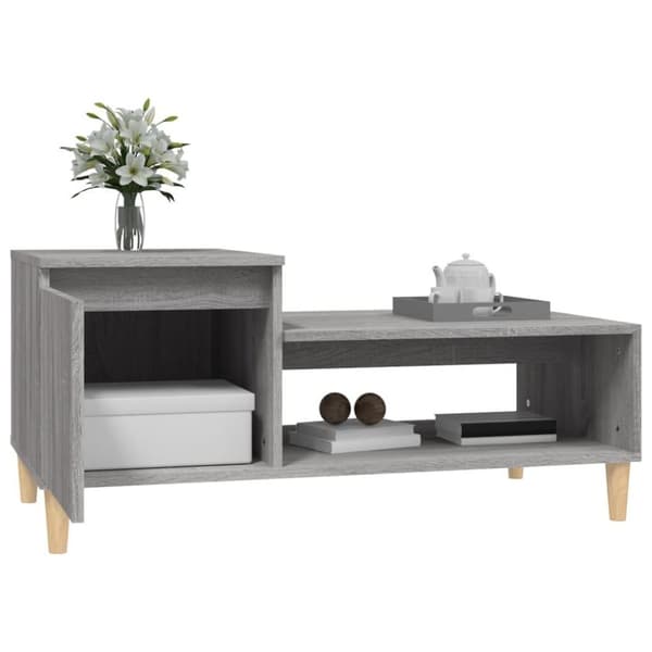 vidaXL Sohvapöytä harmaa Sonoma 100x50x45 cm tekninen puu