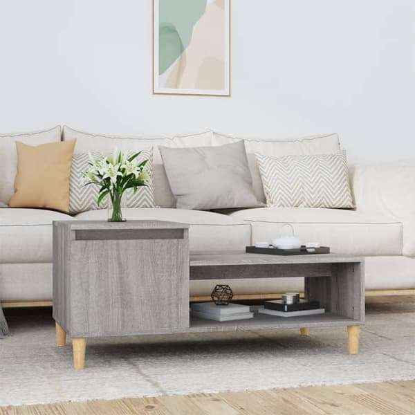 vidaXL Sohvapöytä harmaa Sonoma 100x50x45 cm tekninen puu