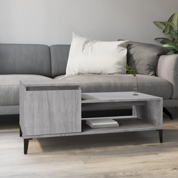 vidaXL sofabord 100x50x45 cm konstrueret træ Grå sonoma-eg