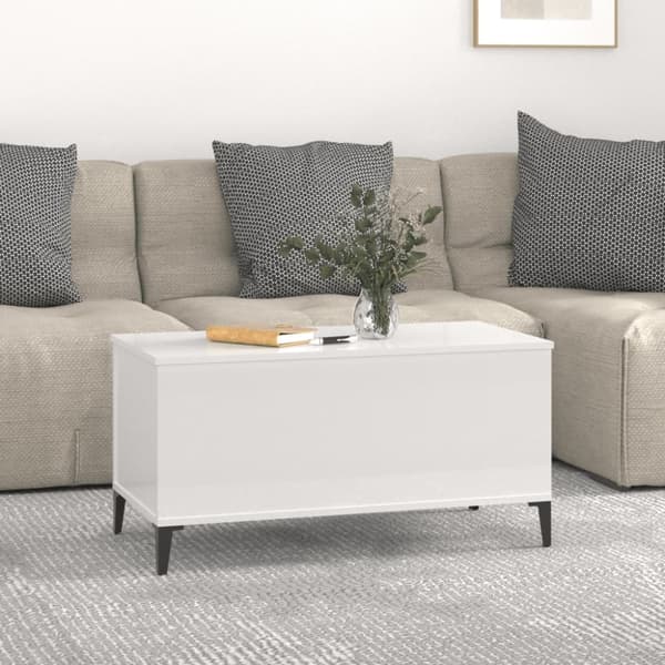 vidaXL Salongbord høyglans hvit 90x44,5x45 cm konstruert tre