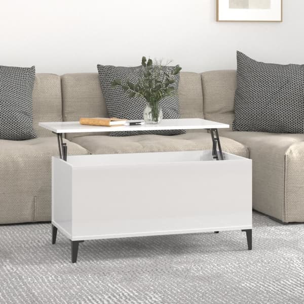 vidaXL Salongbord høyglans hvit 90x44,5x45 cm konstruert tre