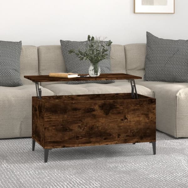 vidaXL Salongbord røkt eik 90x44,5x45 cm konstruert tre