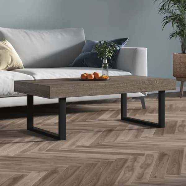 vidaXL sofabord 120x60x40 cm MDF og jern grå og sort