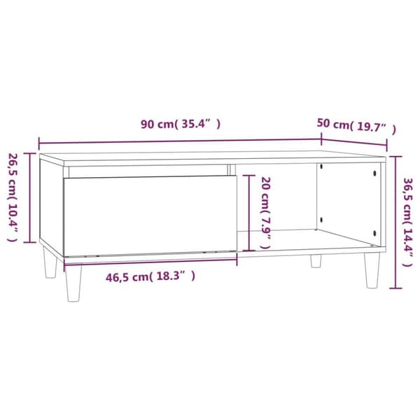 vidaXL Soffbord svart 90x50x36,5 cm konstruerat trä