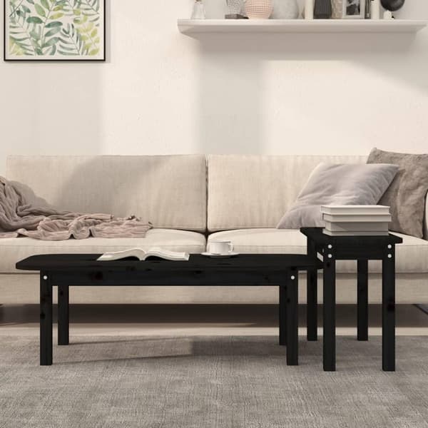 vidaXL Satsbord 2 st svart massiv furu