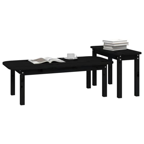 vidaXL Satsbord 2 st svart massiv furu