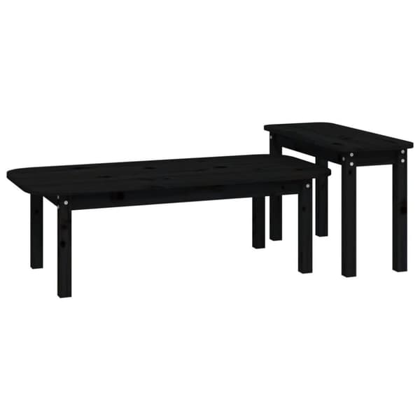 vidaXL Satsbord 2 st svart massiv furu